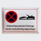 Emailleschild Unberechtigt Parken 35x25cm