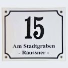 Hausnummer mit Name 19 x 16 cm