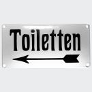 Emaille Hinweisschild Toiletten Pfeil links 20×10 cm