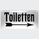 Emaille Hinweisschild Toiletten Pfeil rechts 20×10 cm