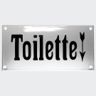 Emaille Hinweisschild Toiletten Pfeil unten 20×10 cm