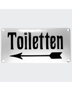 Emaille Hinweisschild Toiletten Pfeil links 20×10 cm