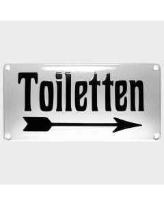 Emaille Hinweisschild Toiletten Pfeil rechts 20×10 cm