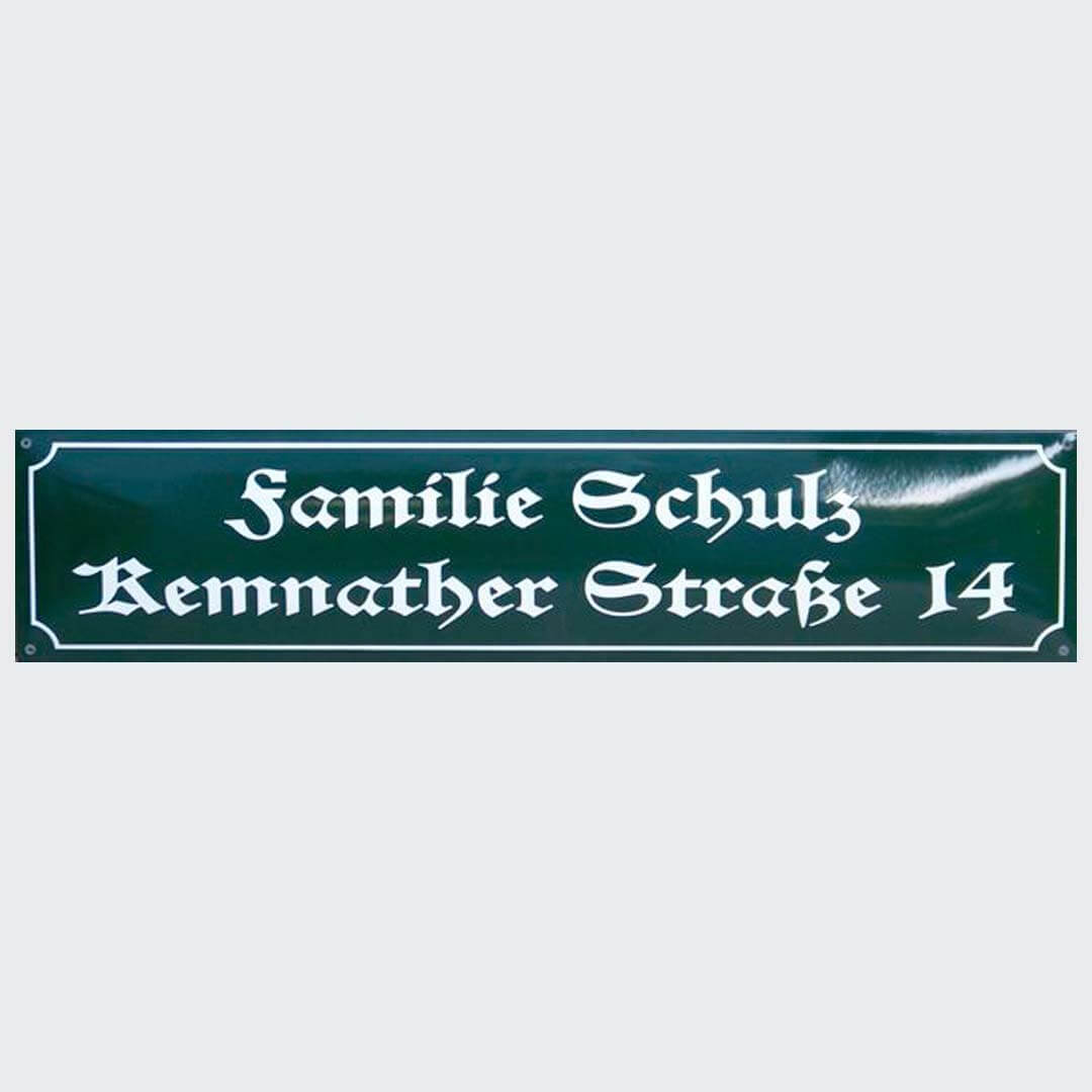 Emaille Straßenschild 80 x 15 cm, 27 Zeichen, 1-zeilig - Classic