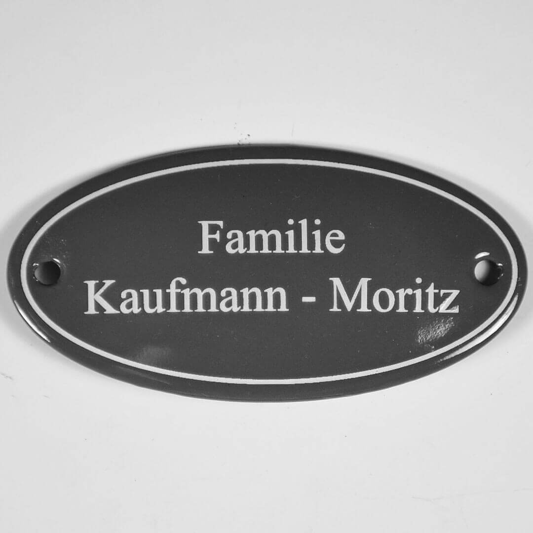 Emaille Namensschild 10 x 5 cm oval, 2 zeilig - Classic Emaille