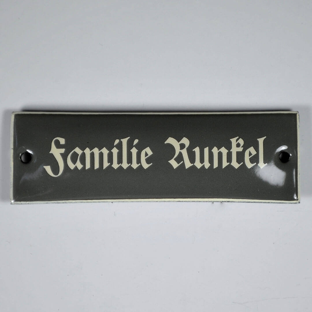 Emaille Namensschild 8 x 2,5 cm, 1 zeilig - Classic Emaille