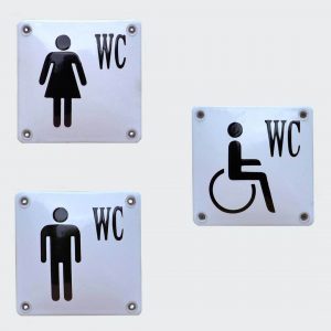 Toilettenschild-Emaille-Piktogramm-WC-Weiß-Schwarz-10x10cm