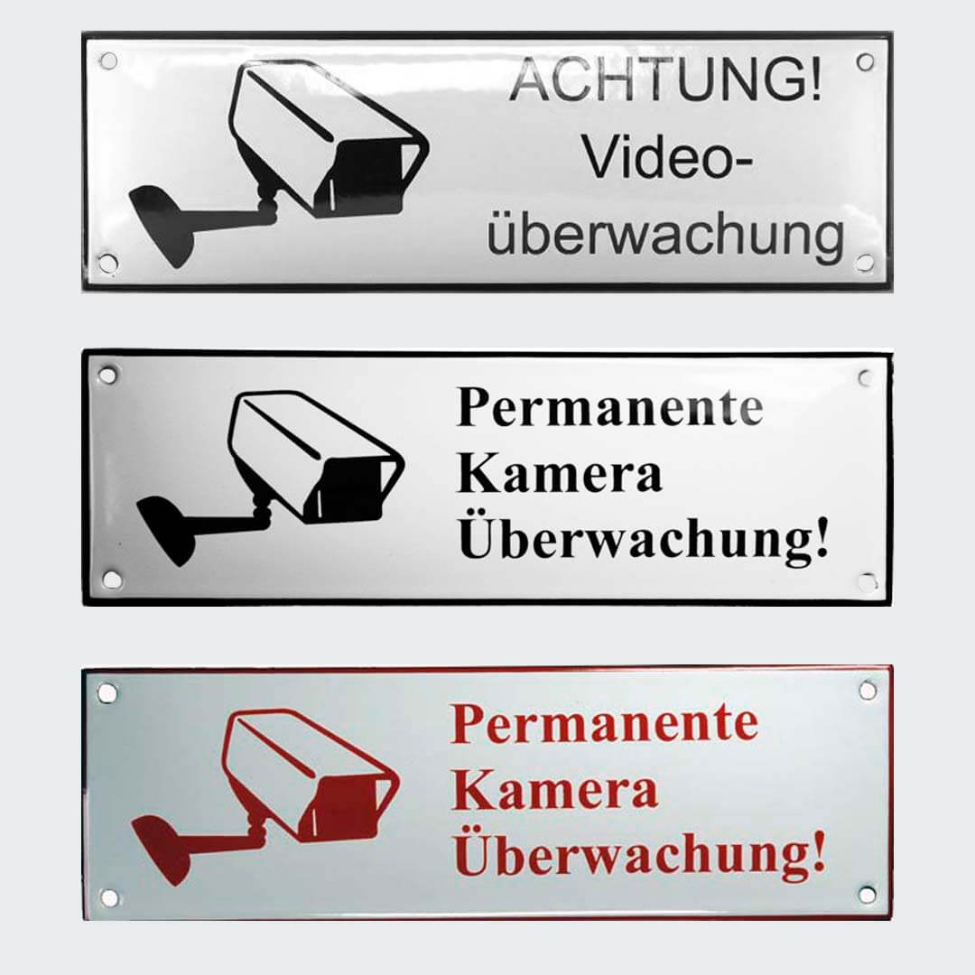 Hinweisschild Videoüberwachung Kameraüberwachung 22x7 cm - Classic Emaille